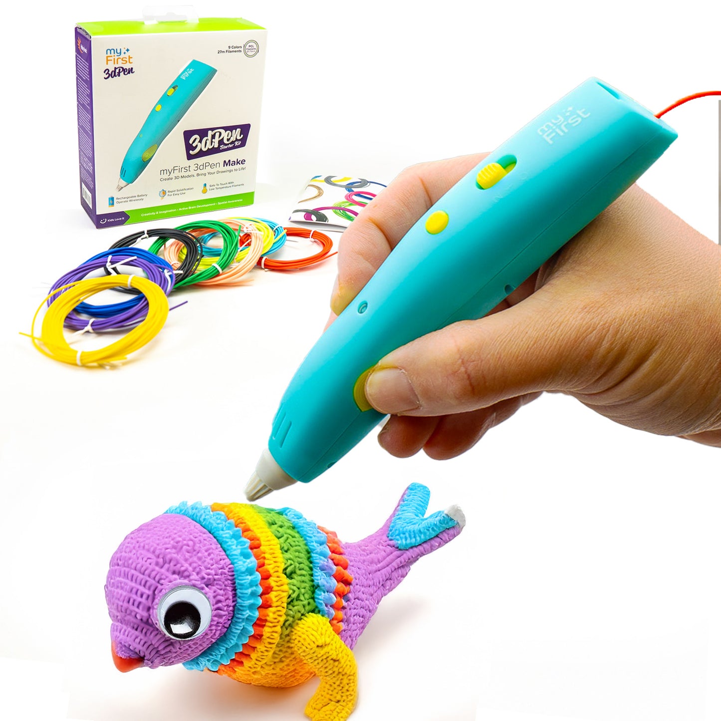 3dPen for Kids w/ 9 Filaments and Stencil Book | myFirst 3dPen Make