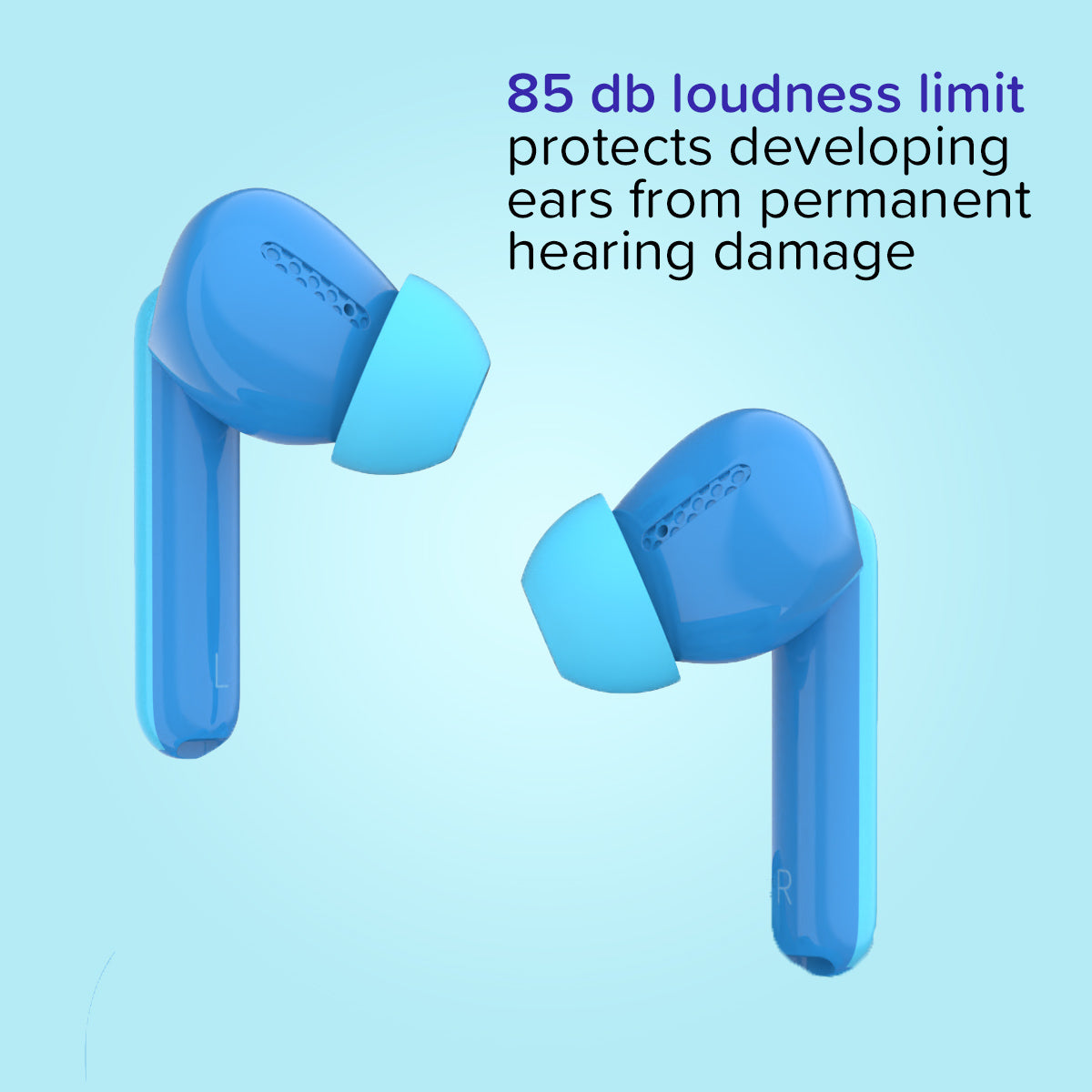 85 db blue earbuds for kids