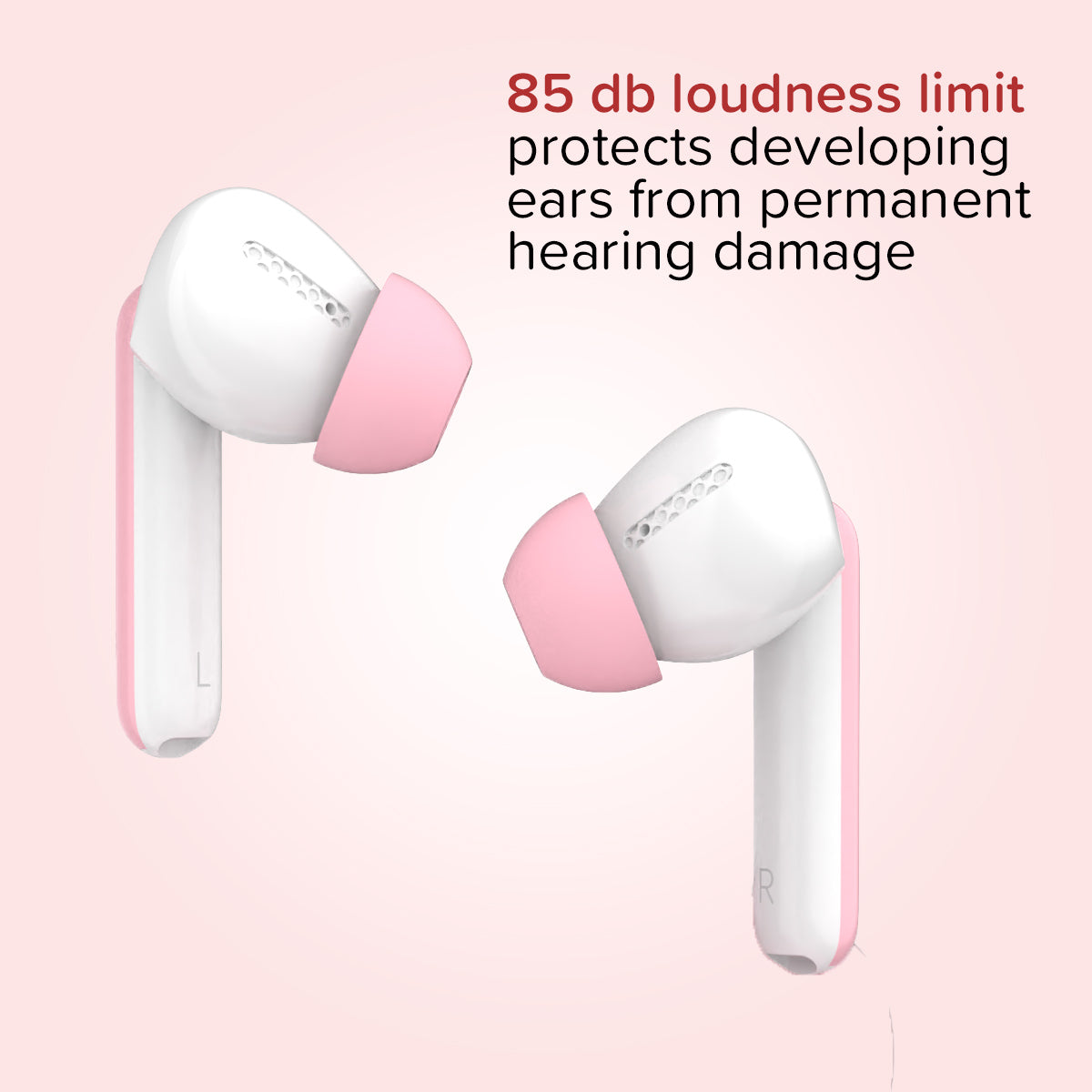 85 db white earbuds for kids