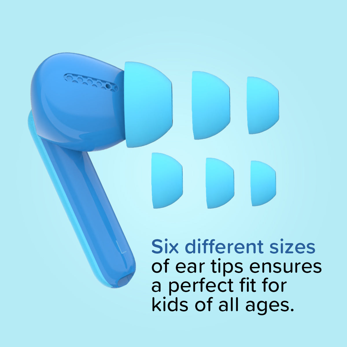 blue eartips earbuds for kids