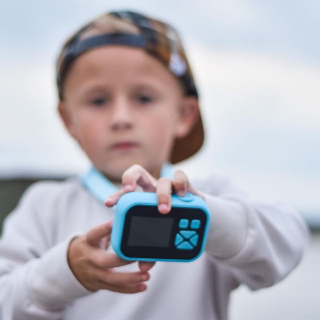 boy holding camera for kids blue color from myfirst