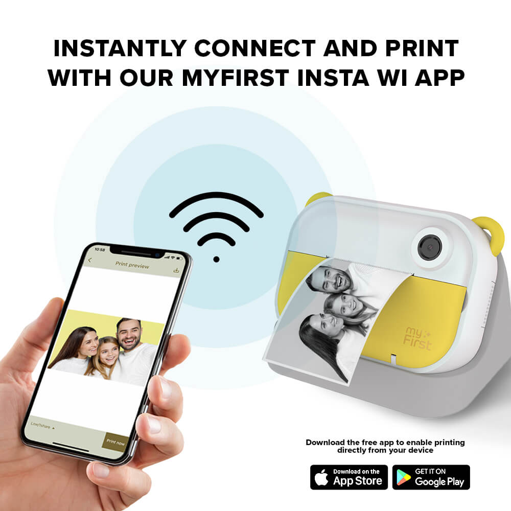 Instant Print Camera & Kids Label Maker | Thermal Printer w/ Refills | myFirst Camera Insta Wi