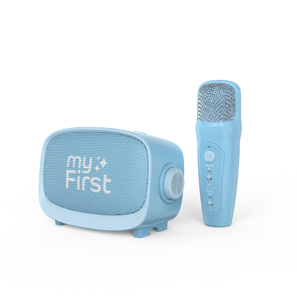 blue speaker microphone karaoke machine for kids myfirst