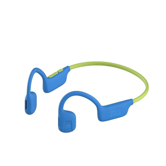 lightweight blue and green open ear headphones for kids