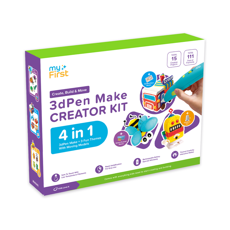 myFirst 3dPen Make Creator Kit — Kid-Safe 3D Printing Pen with Filaments