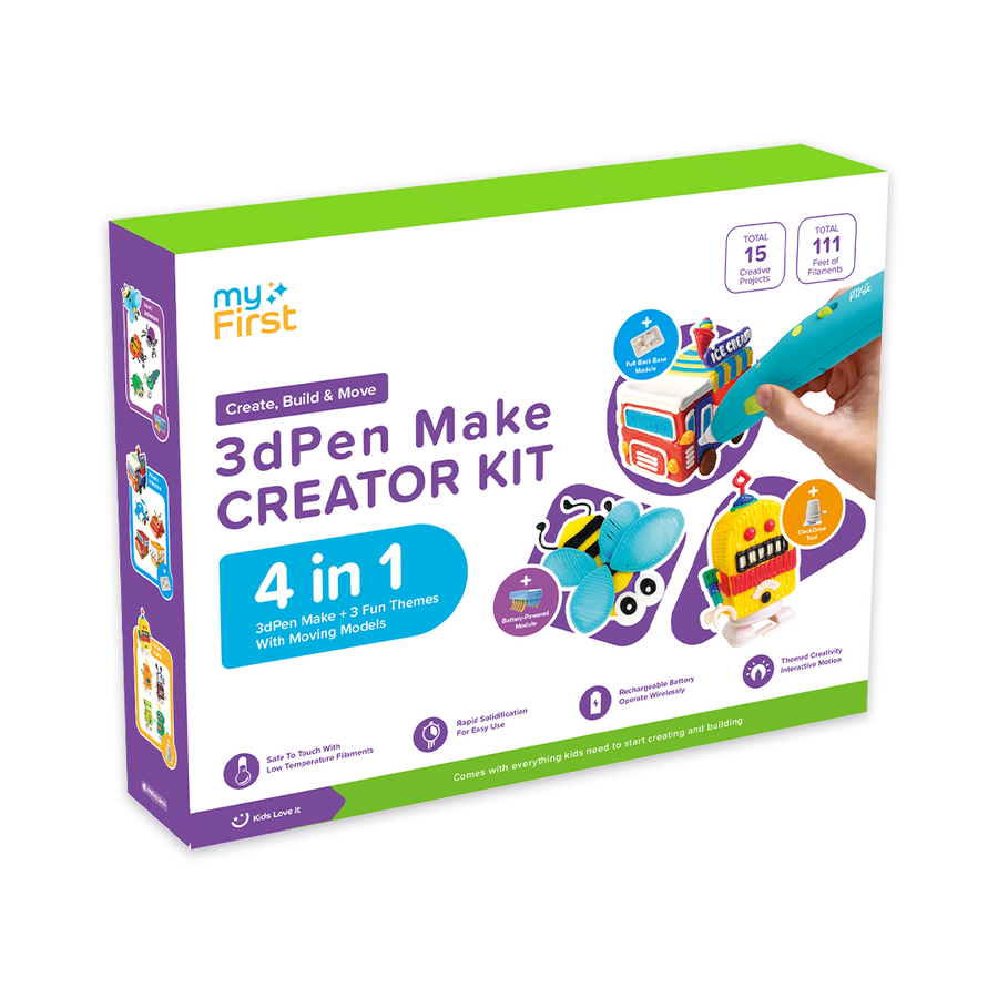 myFirst 3dPen Make Creator Kit — Kid-Safe 3D Printing Pen with Filaments