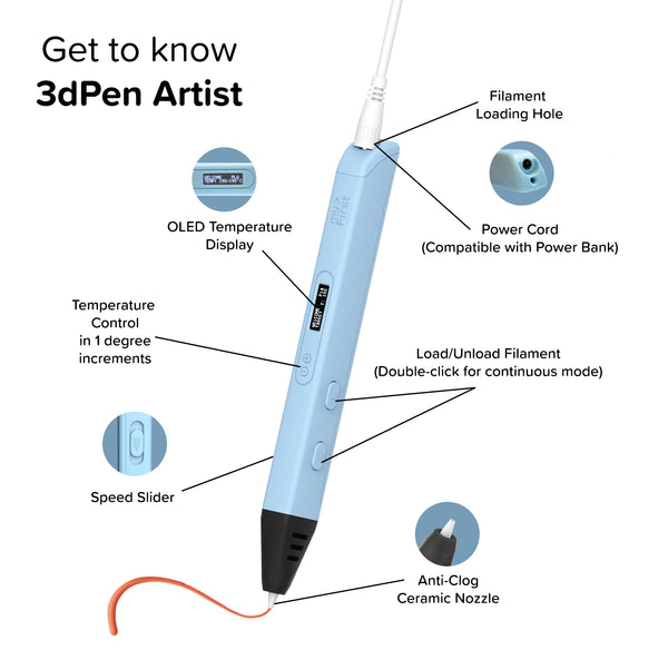 myFirst 3dPen Artist – 3D Pen with Display for Kids & Teens | PLA & AB ...