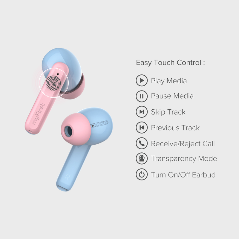 myFirst CareBuds kids wireless earbuds with easy touch control features