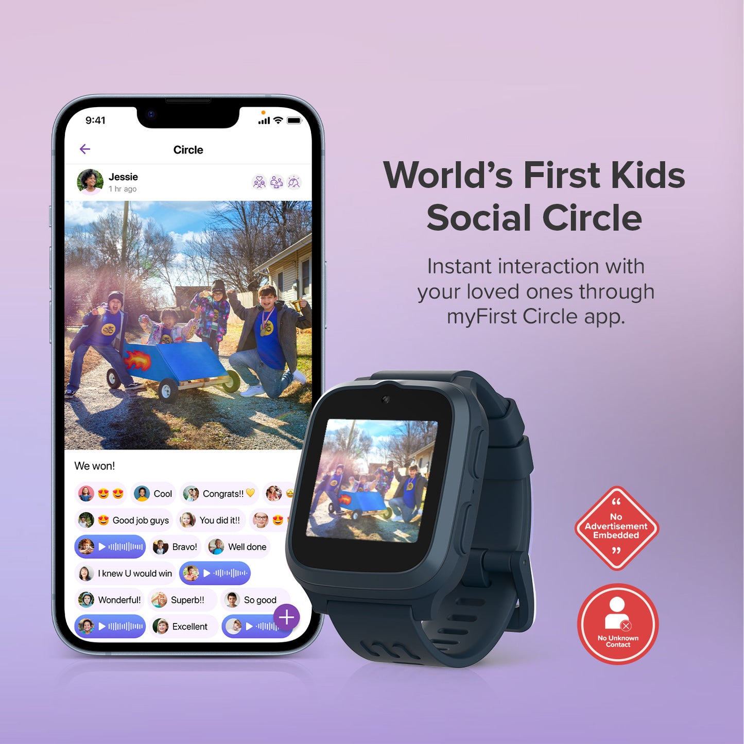 4G eSIM Kids Smartwatch with GPS Tracking, Video Call (Square) | myFirst Fone S3+