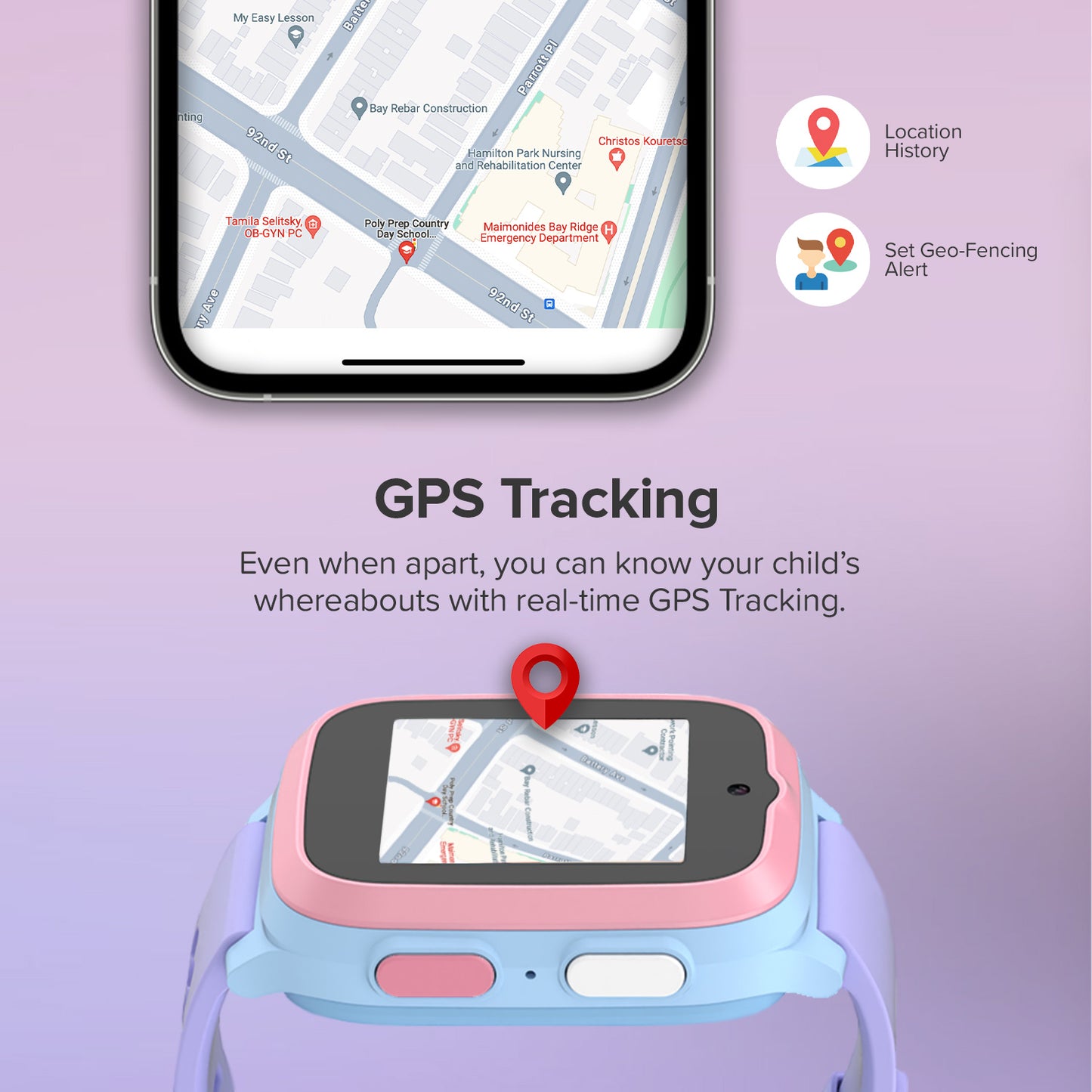 4G eSIM Kids Smartwatch with GPS Tracking, Video Call (Square) | myFirst Fone S3+