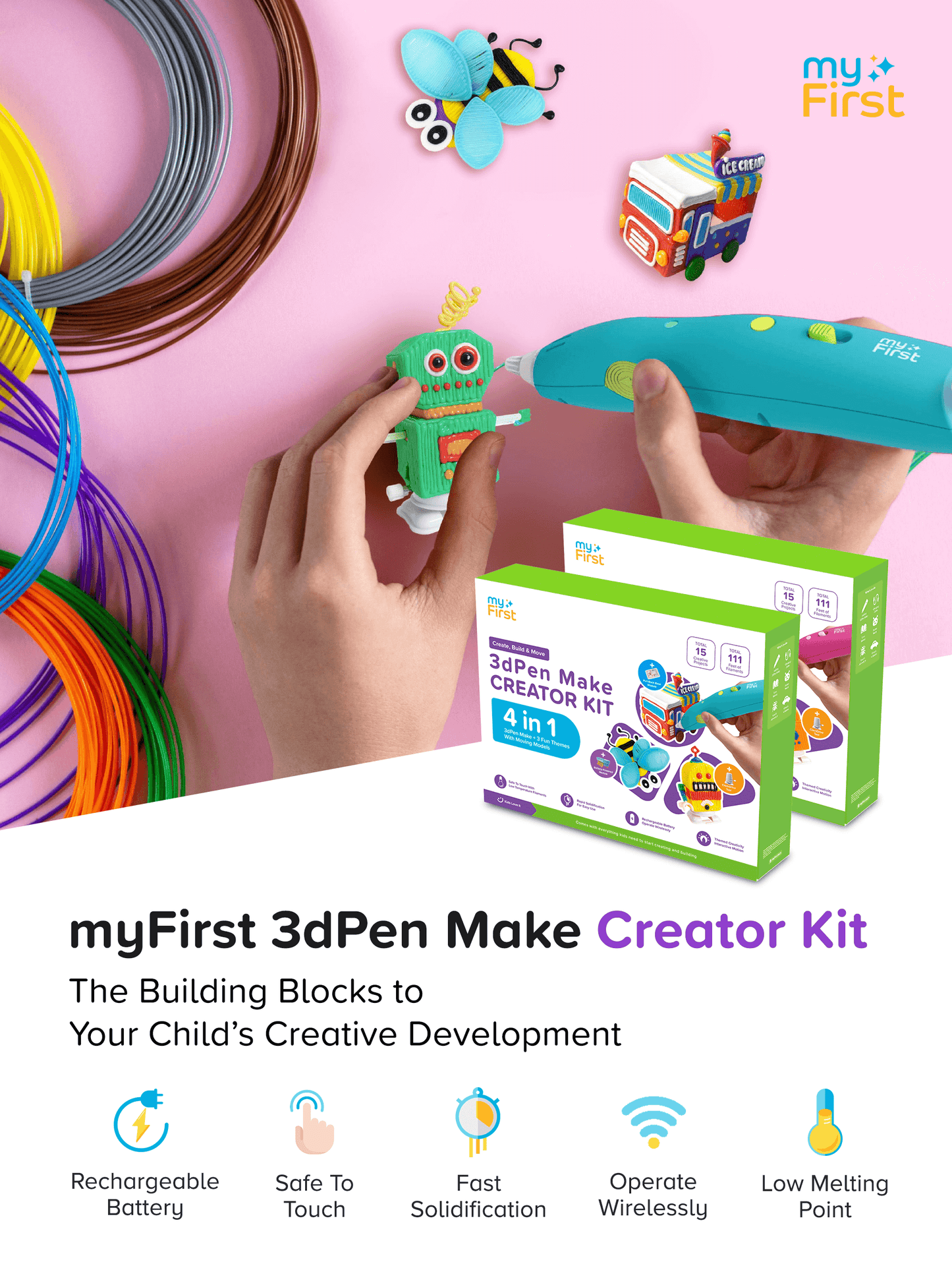 myFirst 3dPen Make Creator Kit Filaments For Kids