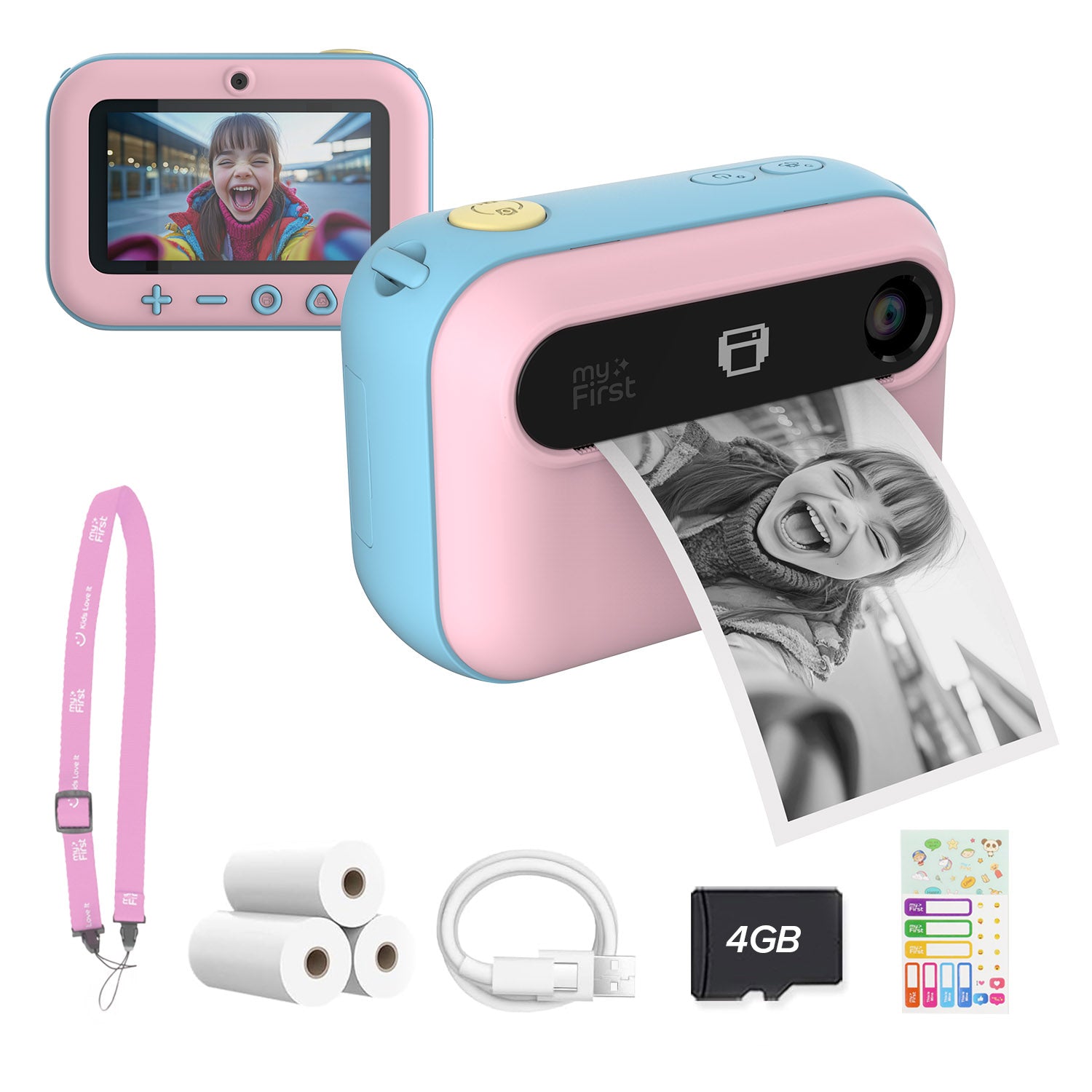 pink thermal printing camera for kids