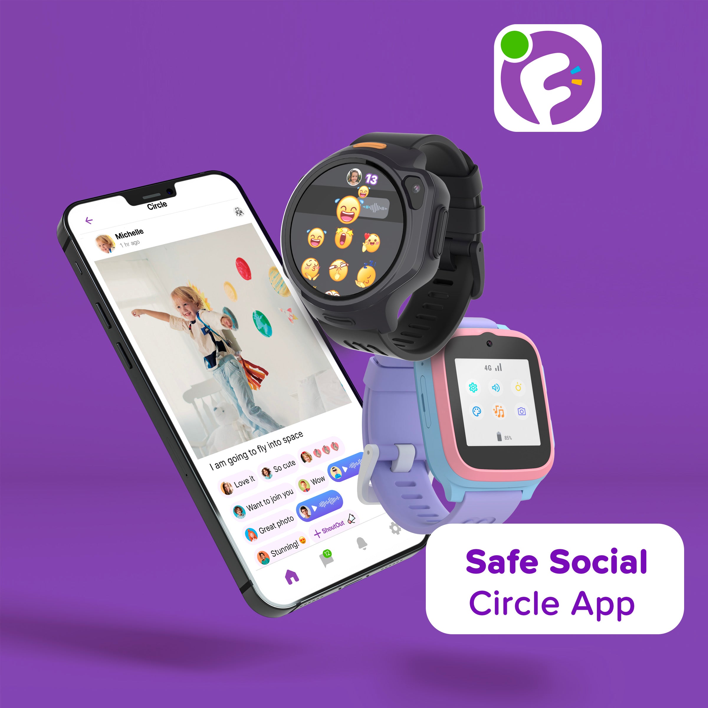 4G eSIM Kids Smartwatch with GPS Tracking, Video Call (Round) | myFirst Fone R2