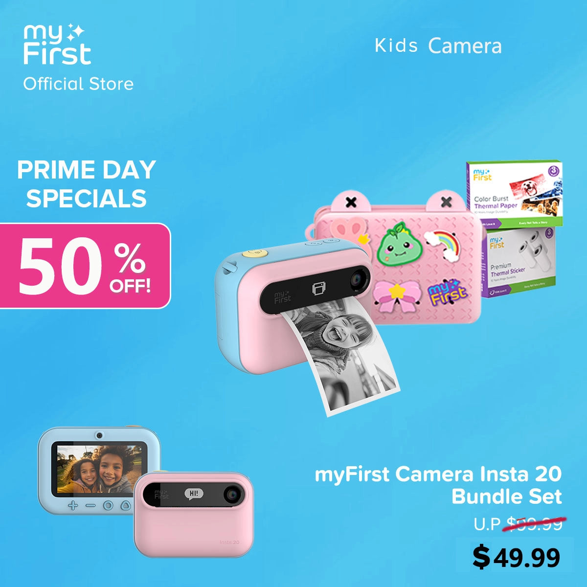Kids Instant Print Camera & Selfie Fun –  myFirst Insta 20 bundle set
