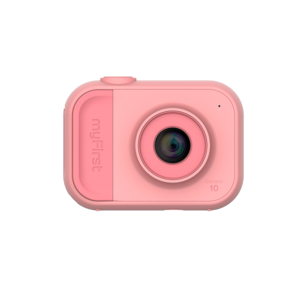 Pink kids digital camera with centered lens, front view - myFirst Camera 10