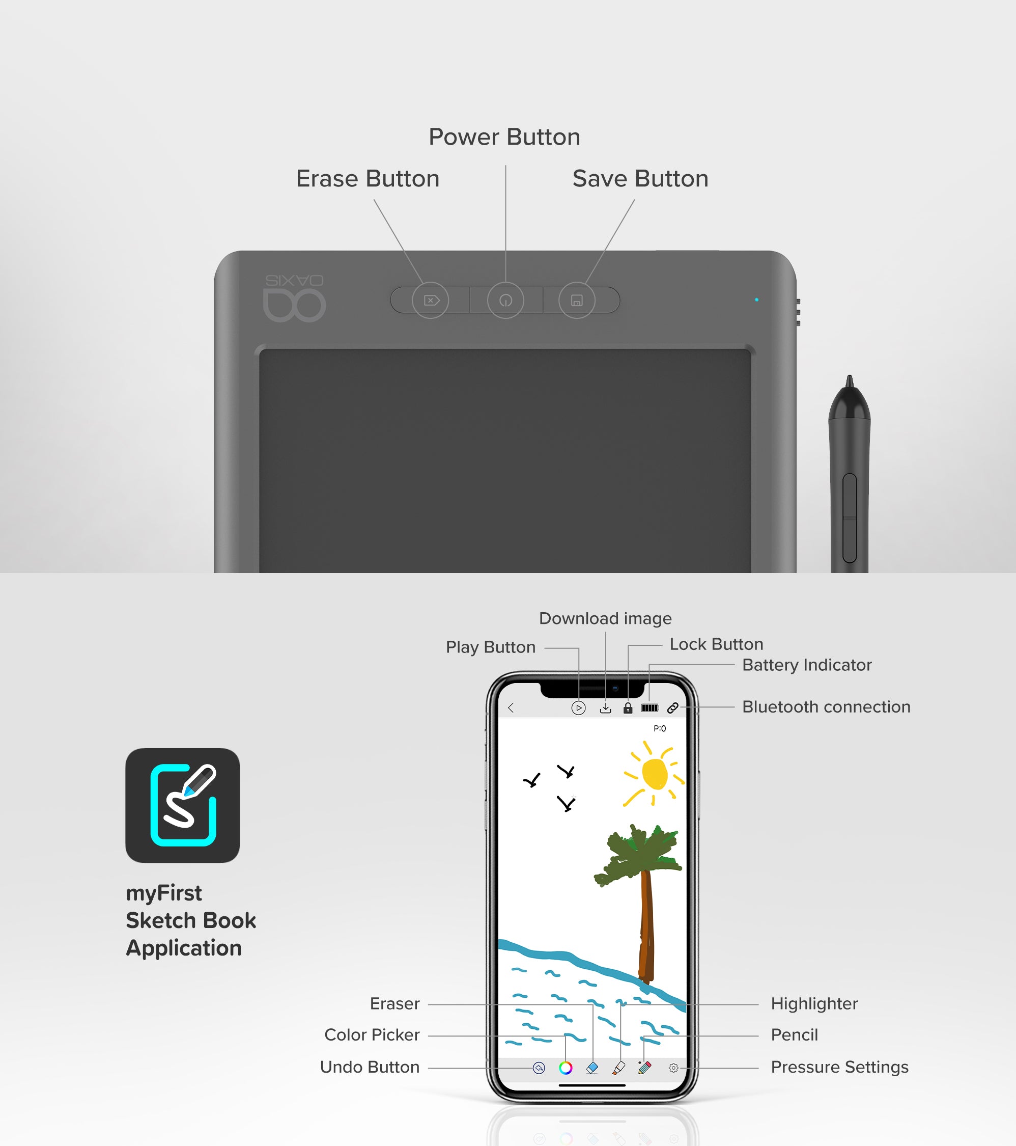 Smart LCD Writing Tablet w/ Connected App | myFirst Sketch Book