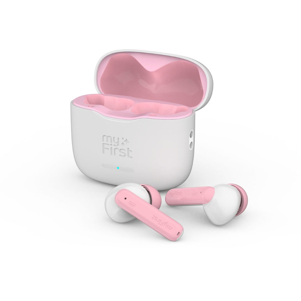 white and pink earbuds   for kids